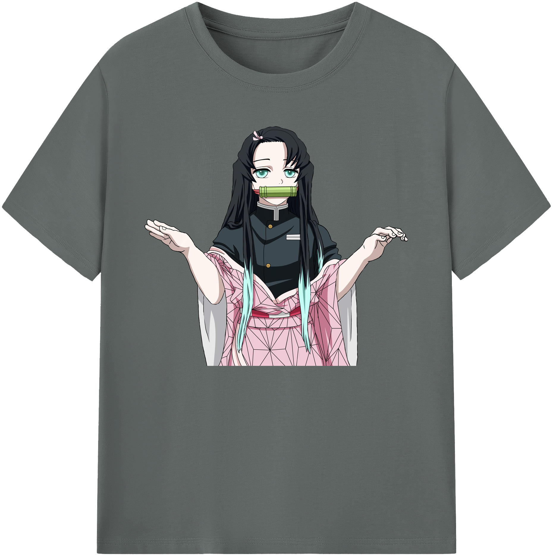 （画像用） 鬼滅の刃（きめつのやいば）竈門 禰󠄀豆子／かまど ねずこ Kamado Nezuko 綿100％ メンズ半袖Tシャツ｜肌触りやわらか＆通気性